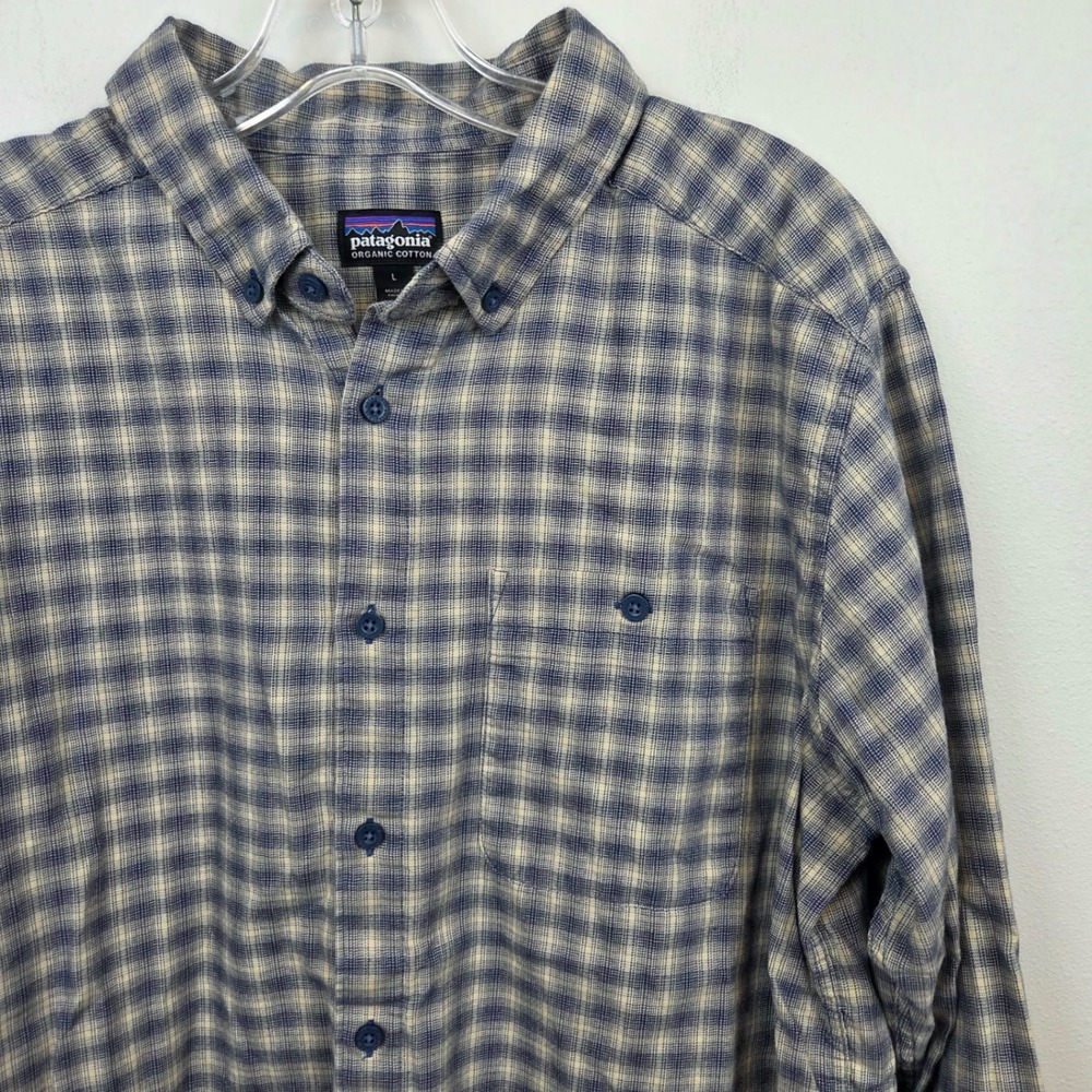 Patagonia Mens Long Sleeve Vjosa River Prima Cotton Shirt 53900 Plaid Size Large